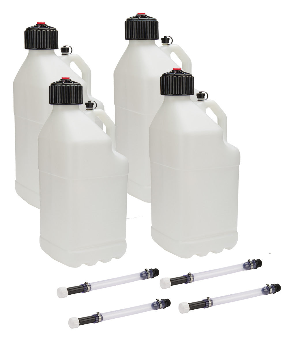 Utility Jug 5 Gal w/ Filler Hose Clear 4pk