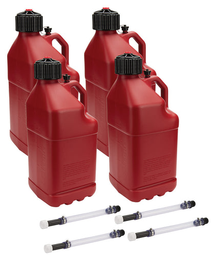 Utility Jug 5 Gal w/ Filler Hose Red 4pk