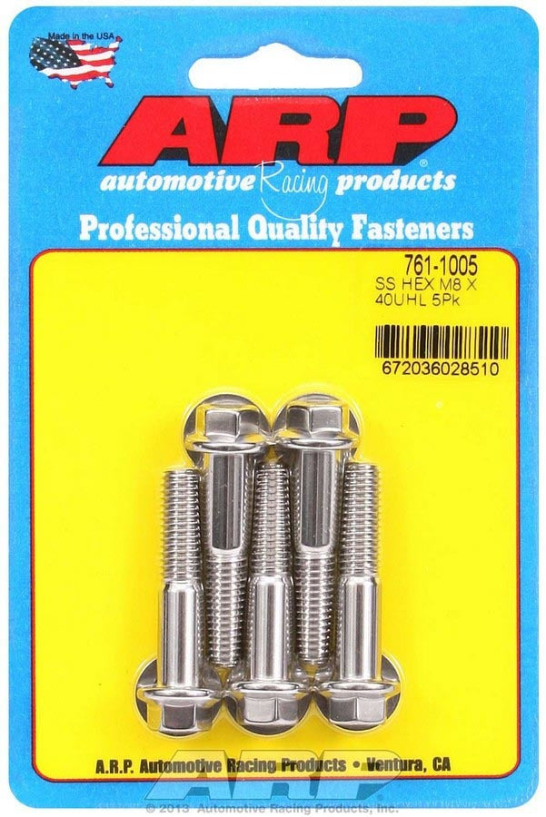 8mm x 1.25 x 40mm 6pt S/S Bolt Kit 5pk