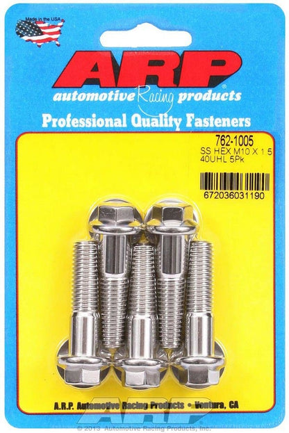 10mm x1.50x40 SS Hex Bolt Kit 5pk