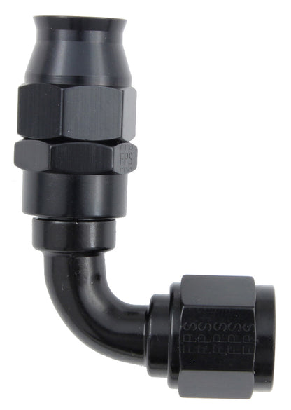 Hose Fitting #6 90 Deg PTFE Black