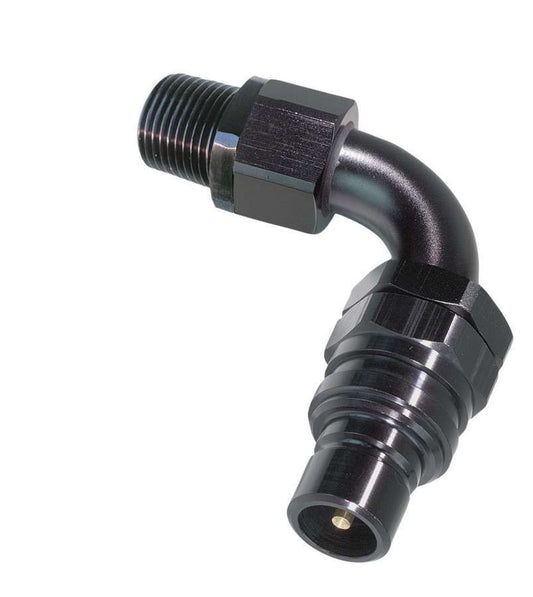 Q/R Male 1/8 NPT 90 Deg Plug Black