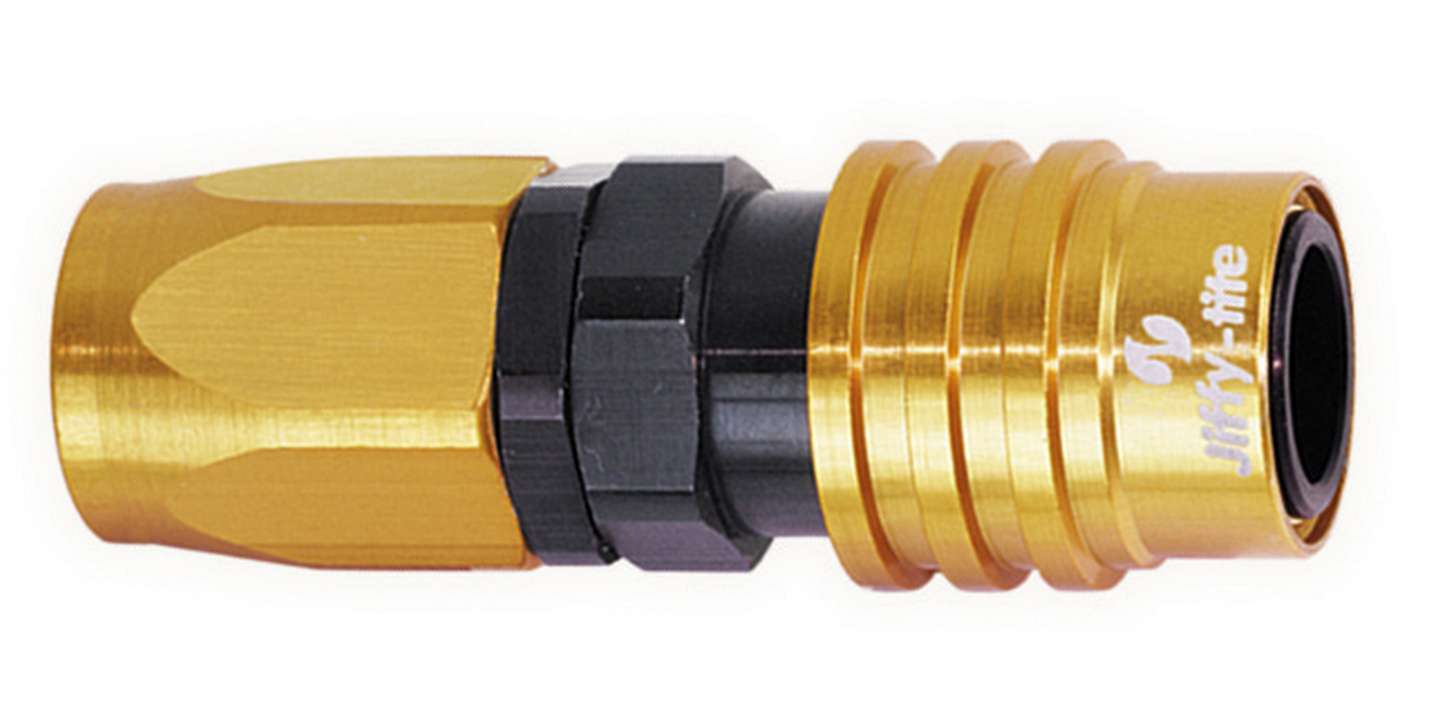 Q/R #6 Straight Hose End Gold/Black