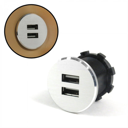 Silver Dash Mount Dual Port USB Charger - Hidden Performance Racing