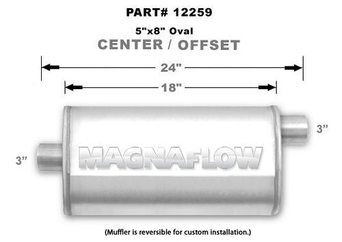 Stainless Muffler 3in Offset In/Center Out